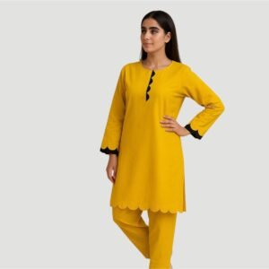 Amber Glow – Yellow Lawn 2-Piece Shalwar Kameez
